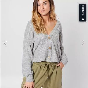 Waffle knit thermal cardigan